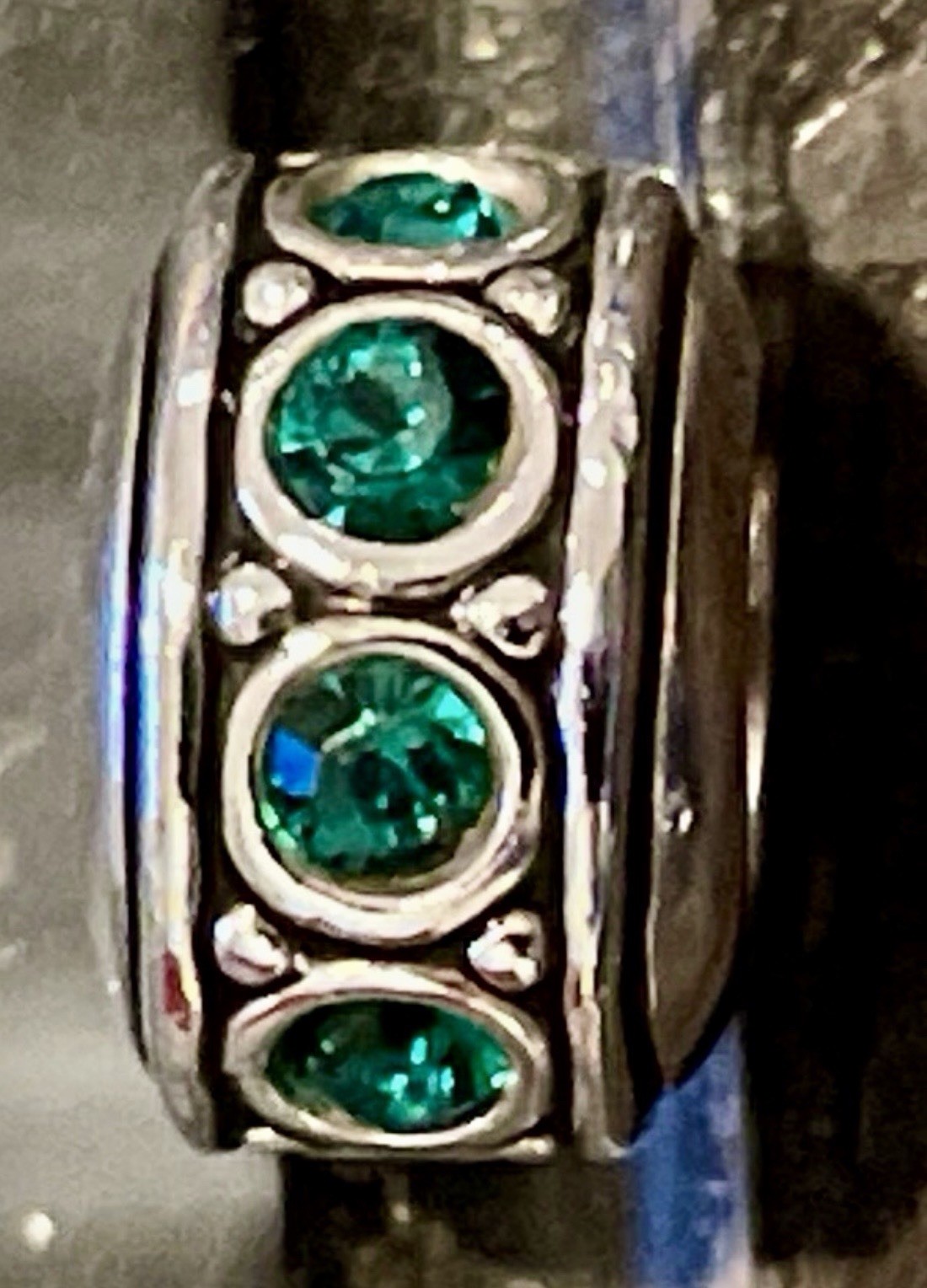 Chamilia Sterling Silver Green Crystal Charm Bead SPACER 925 CHAM