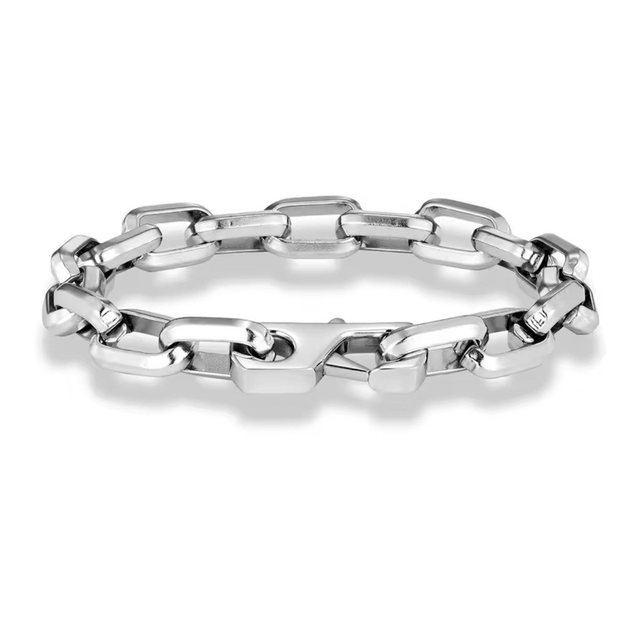 Silver-colored stainless steel link chain bracelet, 9.2 mm /21 cm, Men, Women..