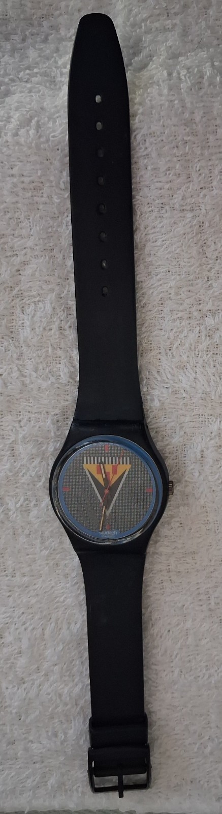 Vintage 1986 Swatch Watch Lancelot GB110 34mm Swiss Geometric Untested