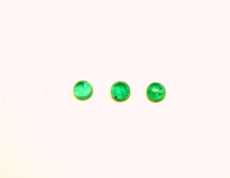 Natural Round Green Emerald 3 Pcs lot 0.59 Ct Tol, 3.5 x 2.1-2.3 MM ( WxD )