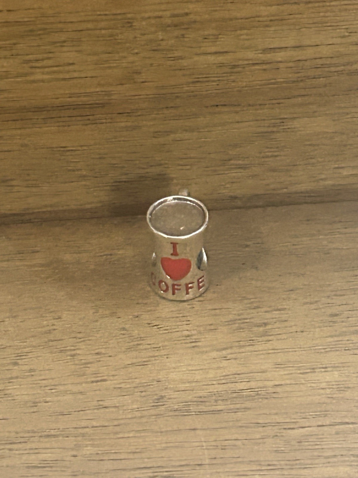 charm S925 Sterling Silver charm Coffee Cafe Coffee Lover Cup Red Heart