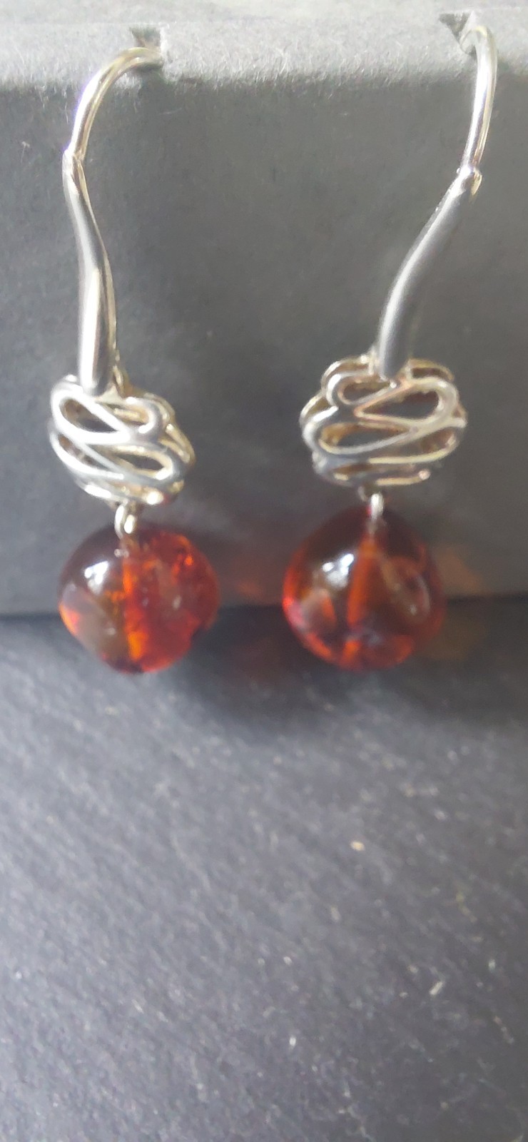 Vintage 1976 925 Sterling Silver & Baltic Amber Necklace and Earrings