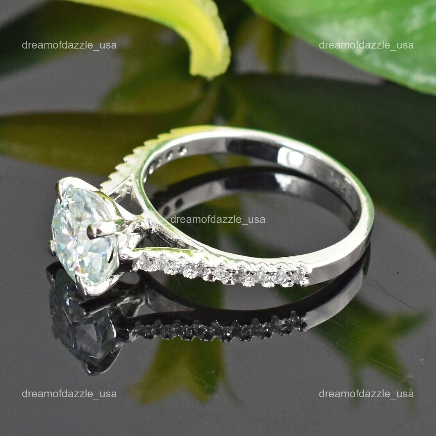 Diamond Resilient Lady Solitaire with Accents Sister Ring Jewelry 14K White Gold