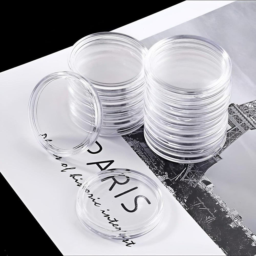 50PCS*40.6mm Coin Capsules Round Plastic Coin Holder White gaskets with Case Box