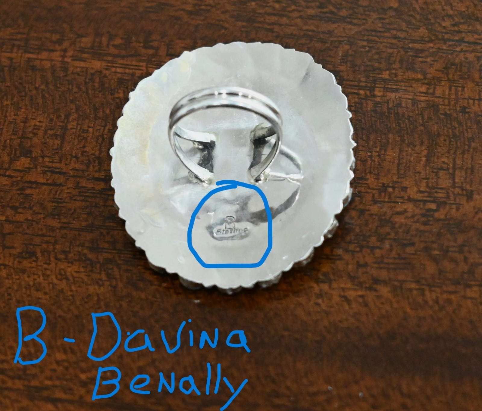New Big Navajo Size 8.5 Ring by Davina Benally Sterling & Blue Turquoise 16 gram