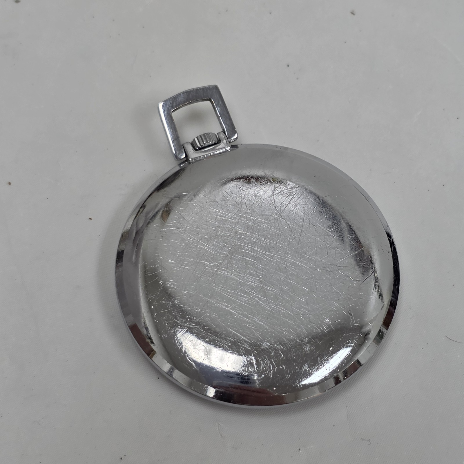 Vintage Aureole Pocket Watch Slim Silver Tone Auroflex Mechanical Wind Up Swiss
