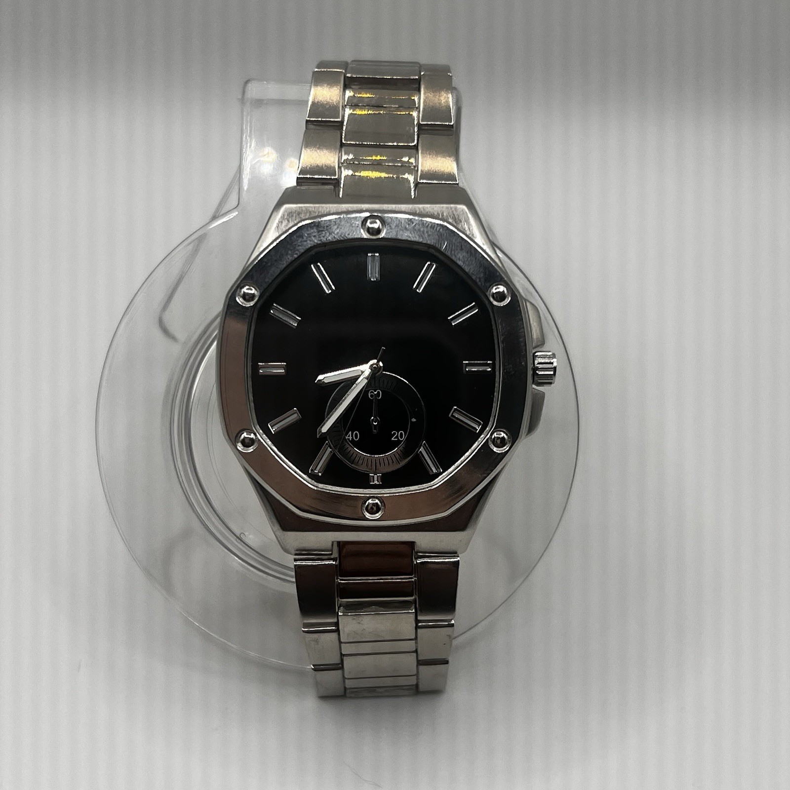Accutime Watch Corp Silver & Black Watch Pc21J – NEW Battery!