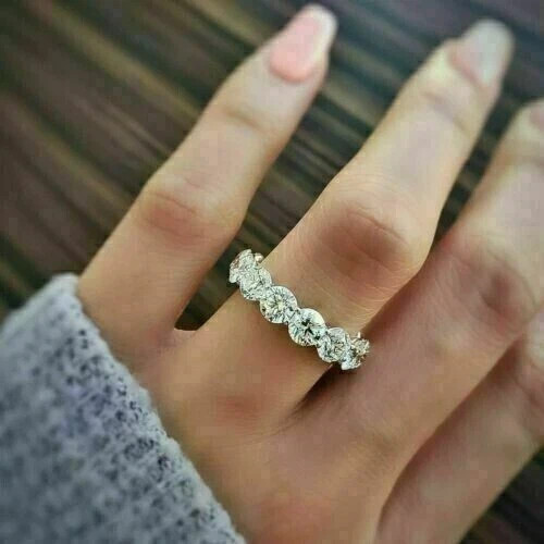 3Ct Round Cut Lab-Created Diamond Engagement Ring 14K White Gold Plated Silver