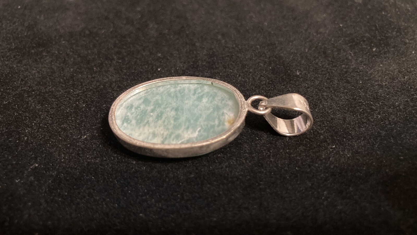 Green Amazonite Oval Charm Pendant Sterling Silver 925 Stamped Crystal Gemstone