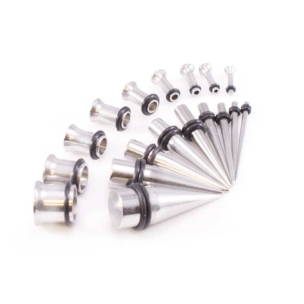 36PCS 14G Ear Stretching Kit Surgical Steel Tapers and Tunnel Expanders Piercing