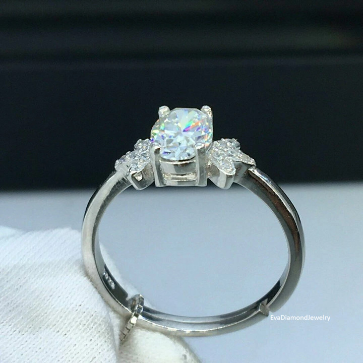 2.80CTW Oval Cut VVS1 Moissanite Solitaire Engagement Ring 14K White Gold Plated
