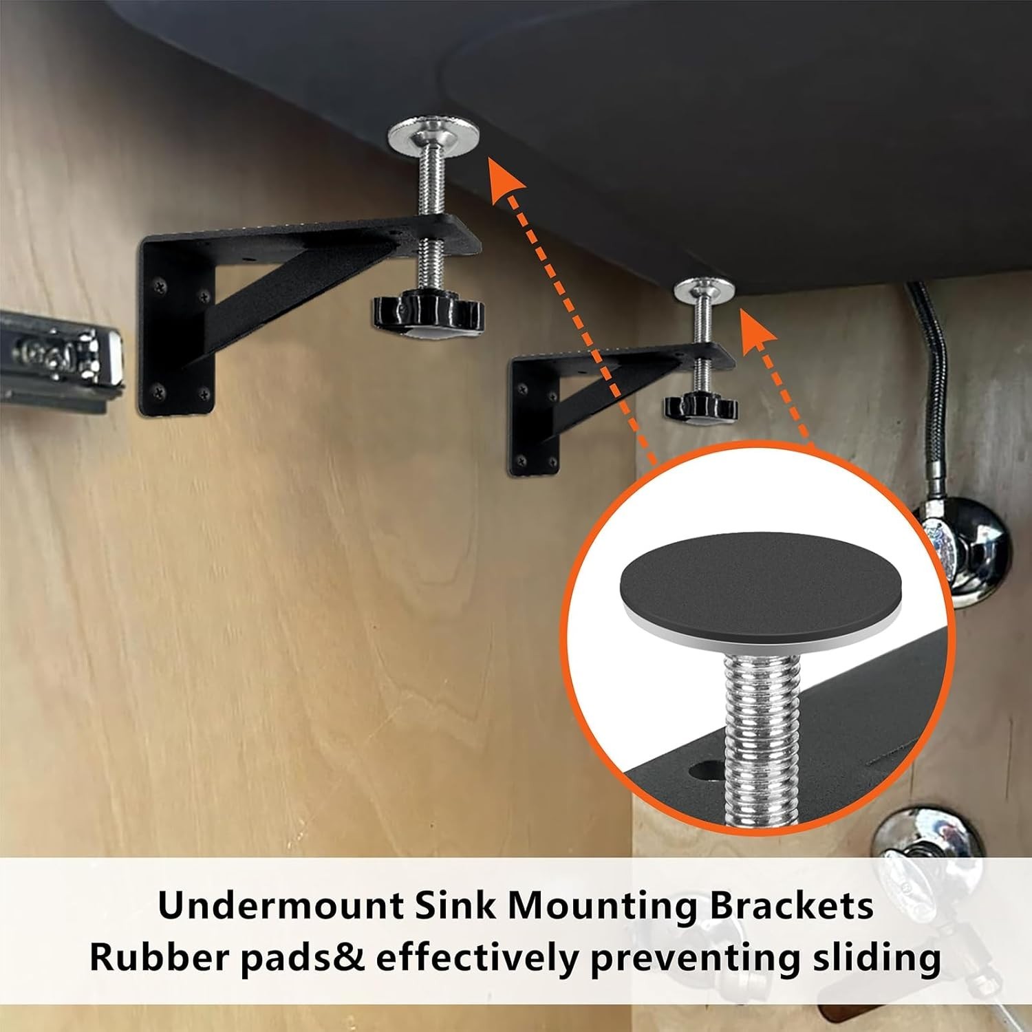 Heavy Duty Undermount Sink Support Brackets 2 Pack Black