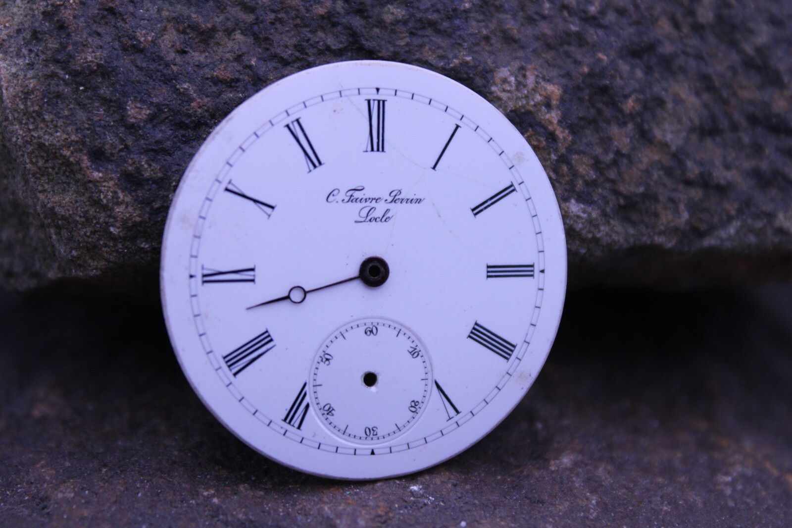 C. FAIVRE PERRIN LOCLE PORCELAIN POCKET WATCH DIAL 35.4mm DIAMETER (BH)