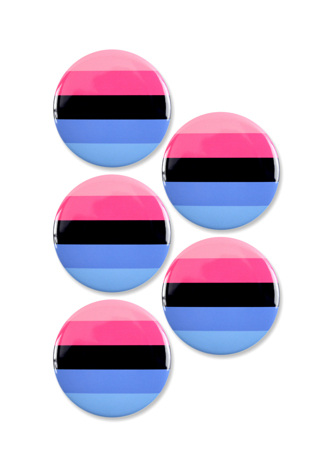 LGBTQ+ Omnisexual Pride Flag Pinback Buttons – 2.25 Inch Round – 5 Pac
