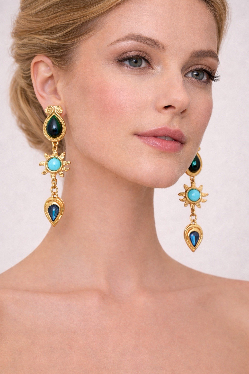 Hanna Bernhard Gold Plated One of a Kind Baroque Statement Sun Earrings