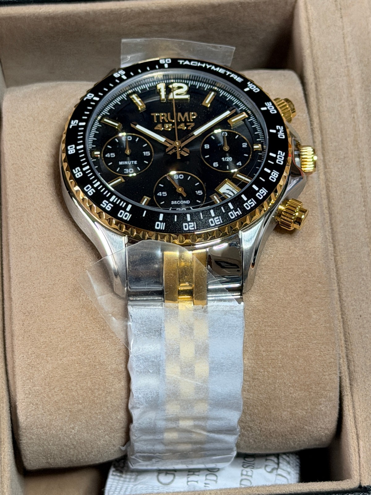 DONALD TRUMP 45 47 FIGHT CHRONOGRAPH Watch GOLD SILVER BLACK # /2000 FATHERS DAY