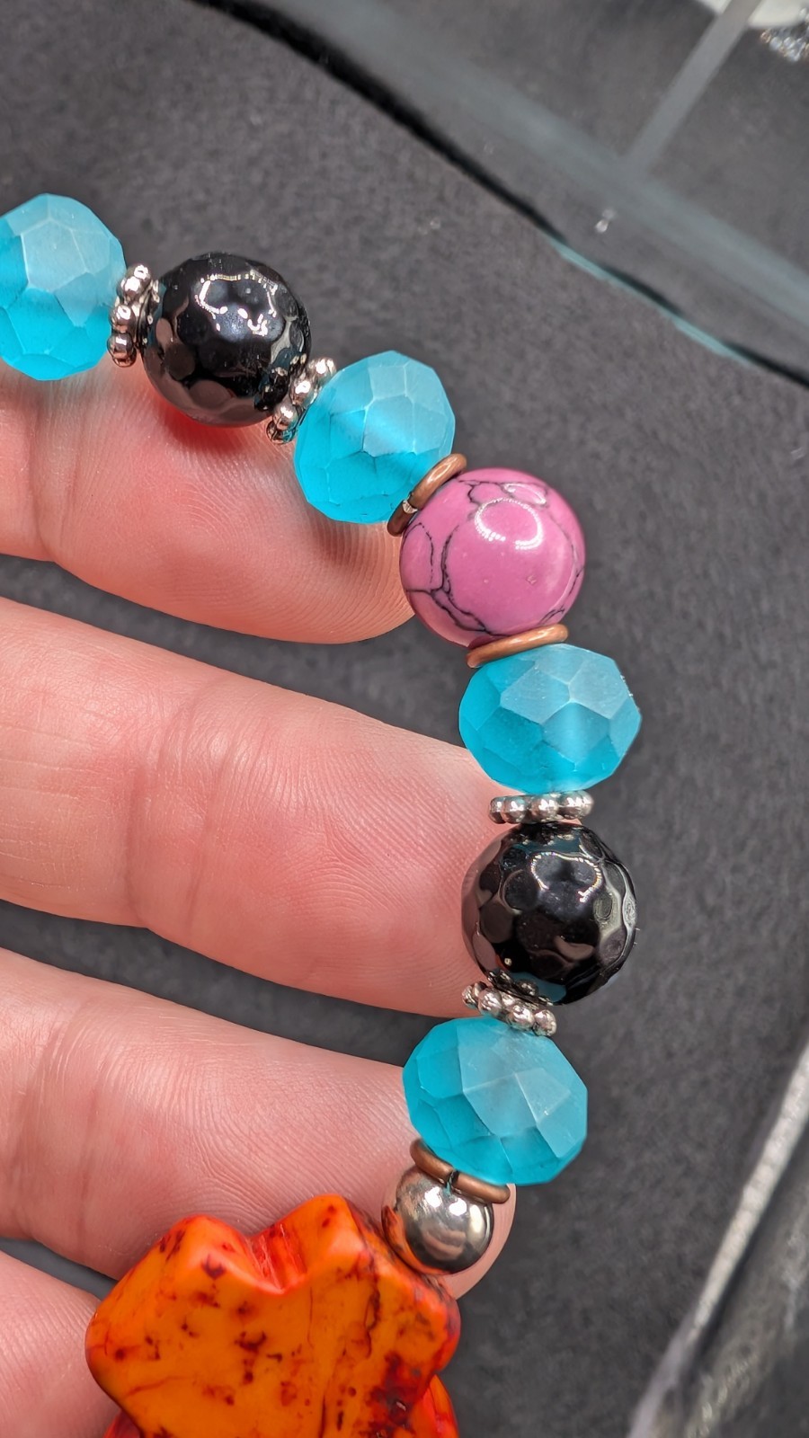 Colorful Cross Mixed Fun Beaded Stretch Bracelet (19cm) M/L Wrist