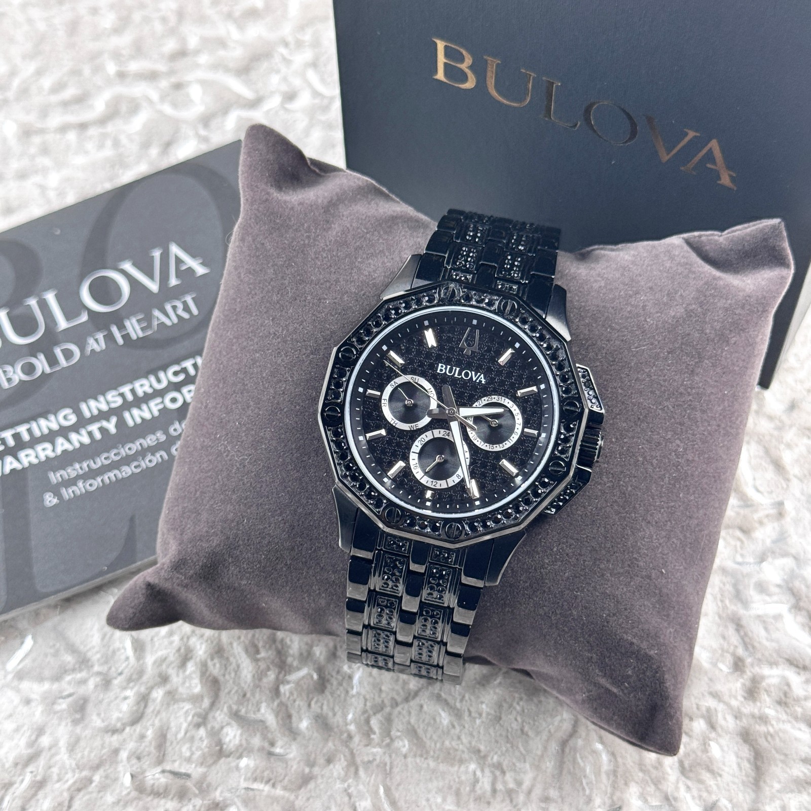 Bulova Octava Black Crystal Stainless Steel Men’s Chronograph Watch 98C134