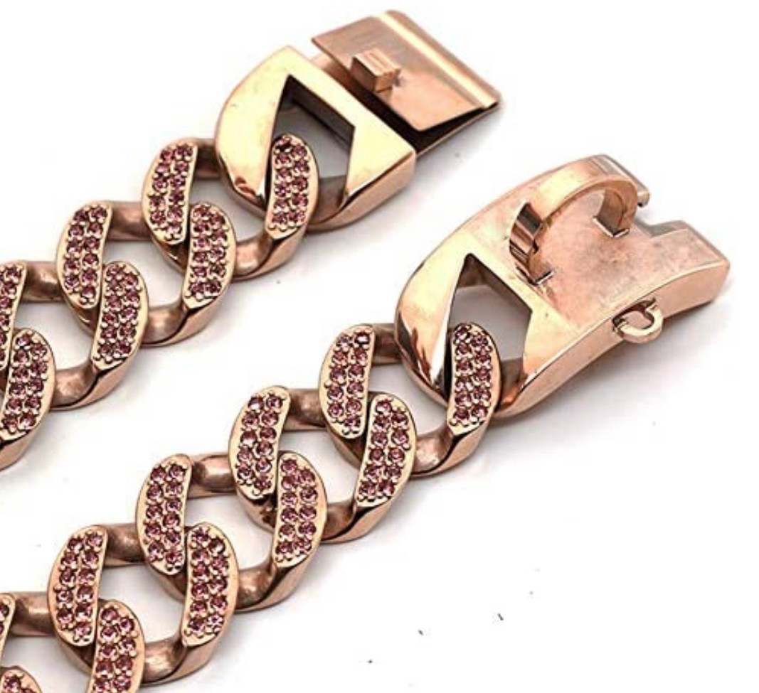 Rose Gold Diamond Cuban Collar 32mm