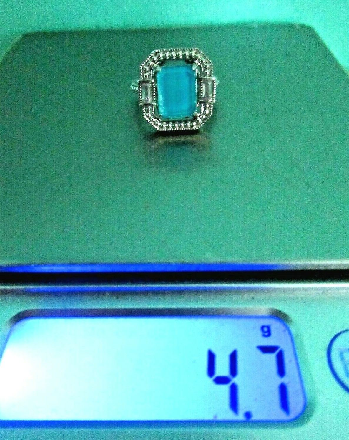 Judith Ripka Sterling Turquoise Doublet & Rock Quartz Avery Ring Sz 6 to 6 1/4