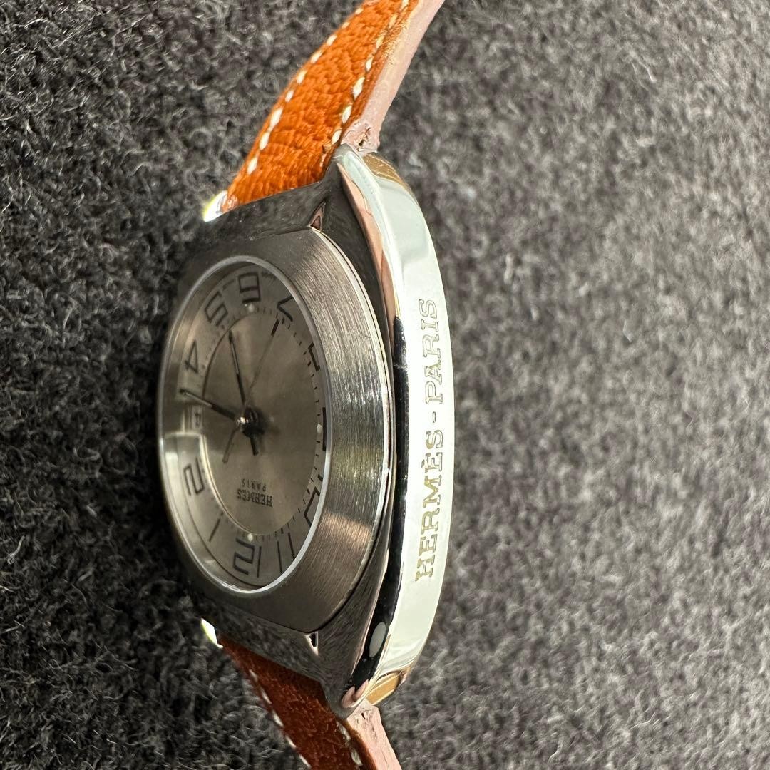 HERMES Wristwatch Espace Quartz Leather Silver Authentic From Japan