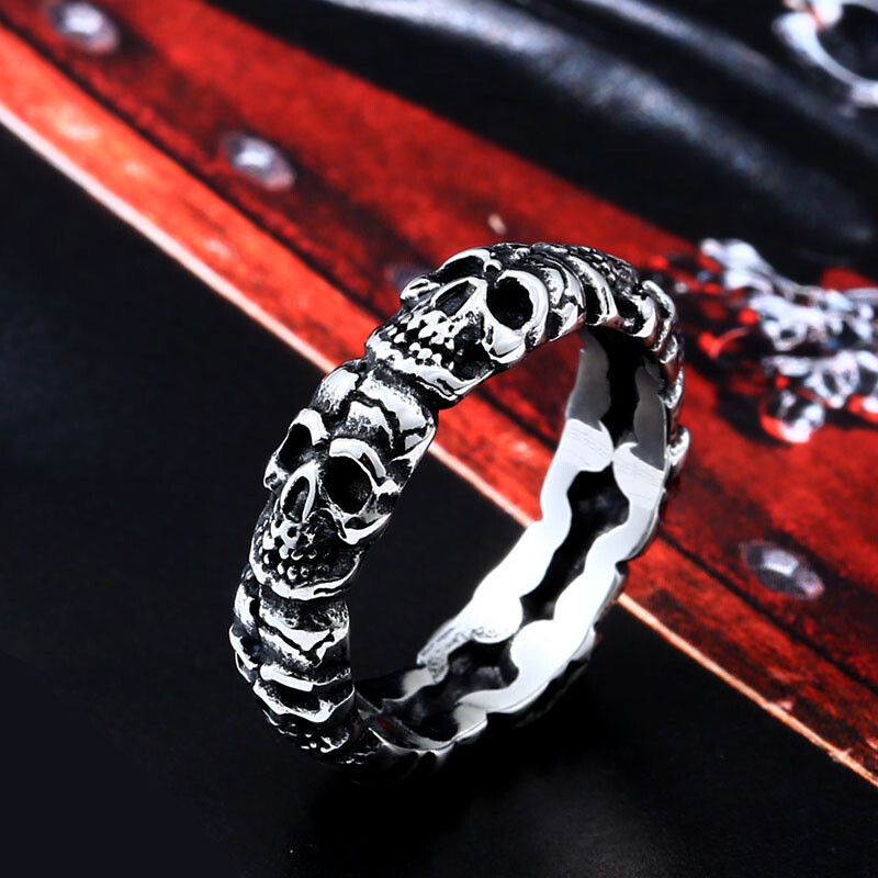 MENDEL Mens Womens Stainless Steel Gothic Skull Engagement Band Ring Size 6-14