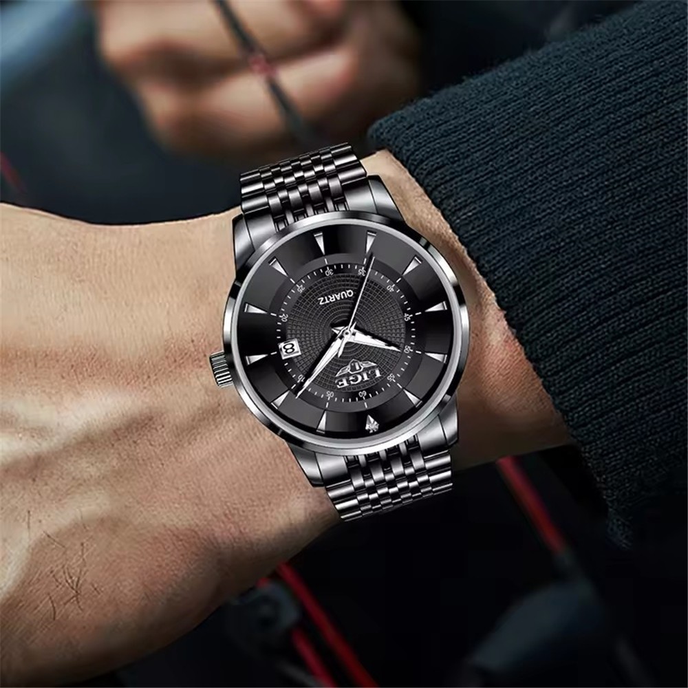 LIGE Men Watch Brand Steel Quartz Wristwatch Casual Business Male Date Watches