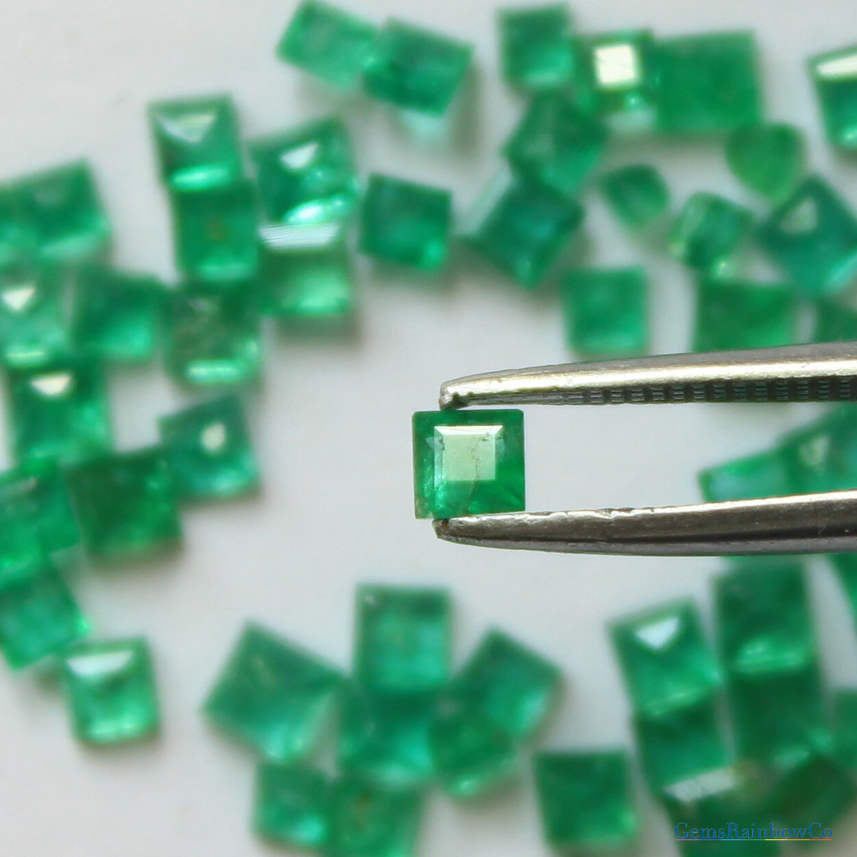 Natural Zambian Emerald Square, Deep Green colour, 2mm to 3mm, #446