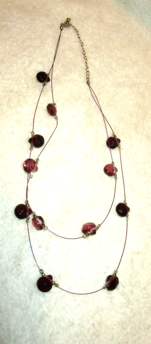Teardrop Glass Beads~Ladies Necklace~Purple Shades~19.25″ Length