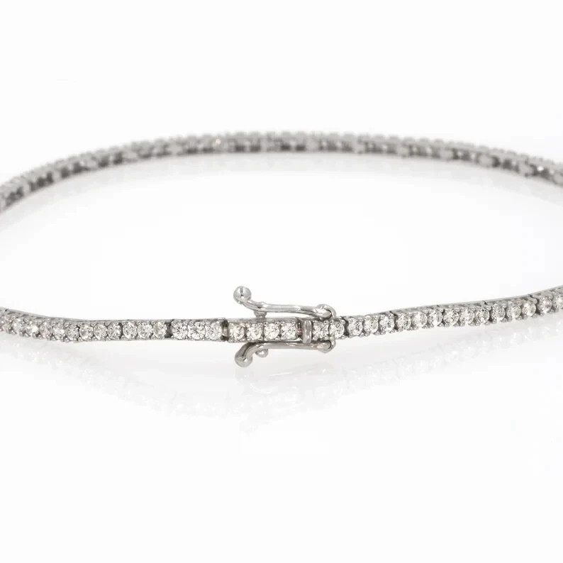 3MM 7Ct Lab Created Diamond Womens Tennis Bracelet Solid 14k White Gold Over