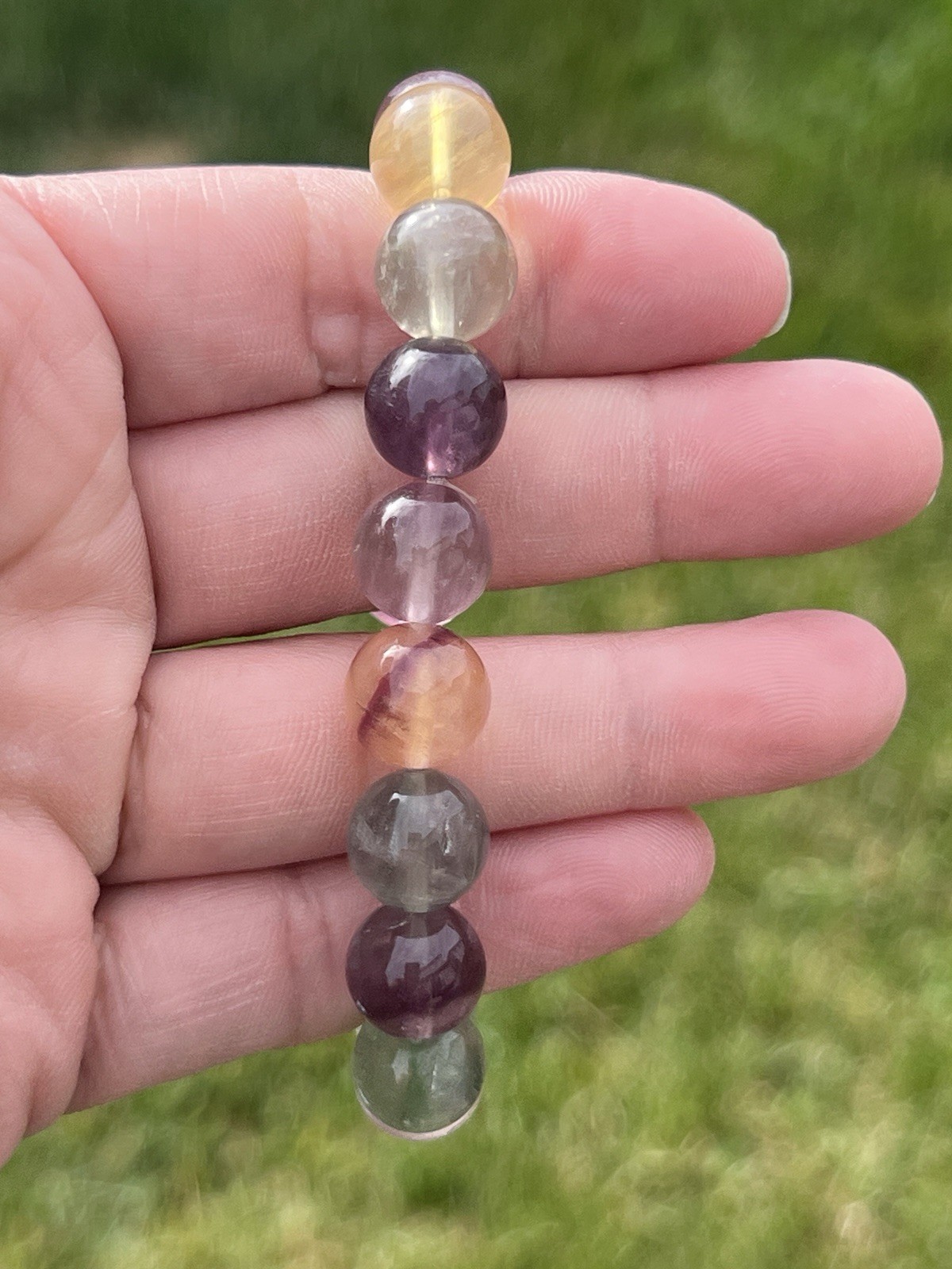 Rainbow Fluorite Beaded Bracelet – Stretchable (11 mm)