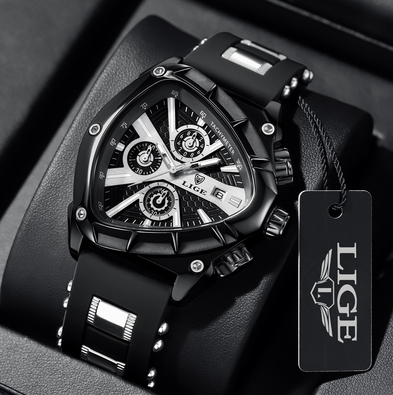 Waterproof Men Watch Big Dial Quartz Analog Luminous Date Sport Male Wristwatch