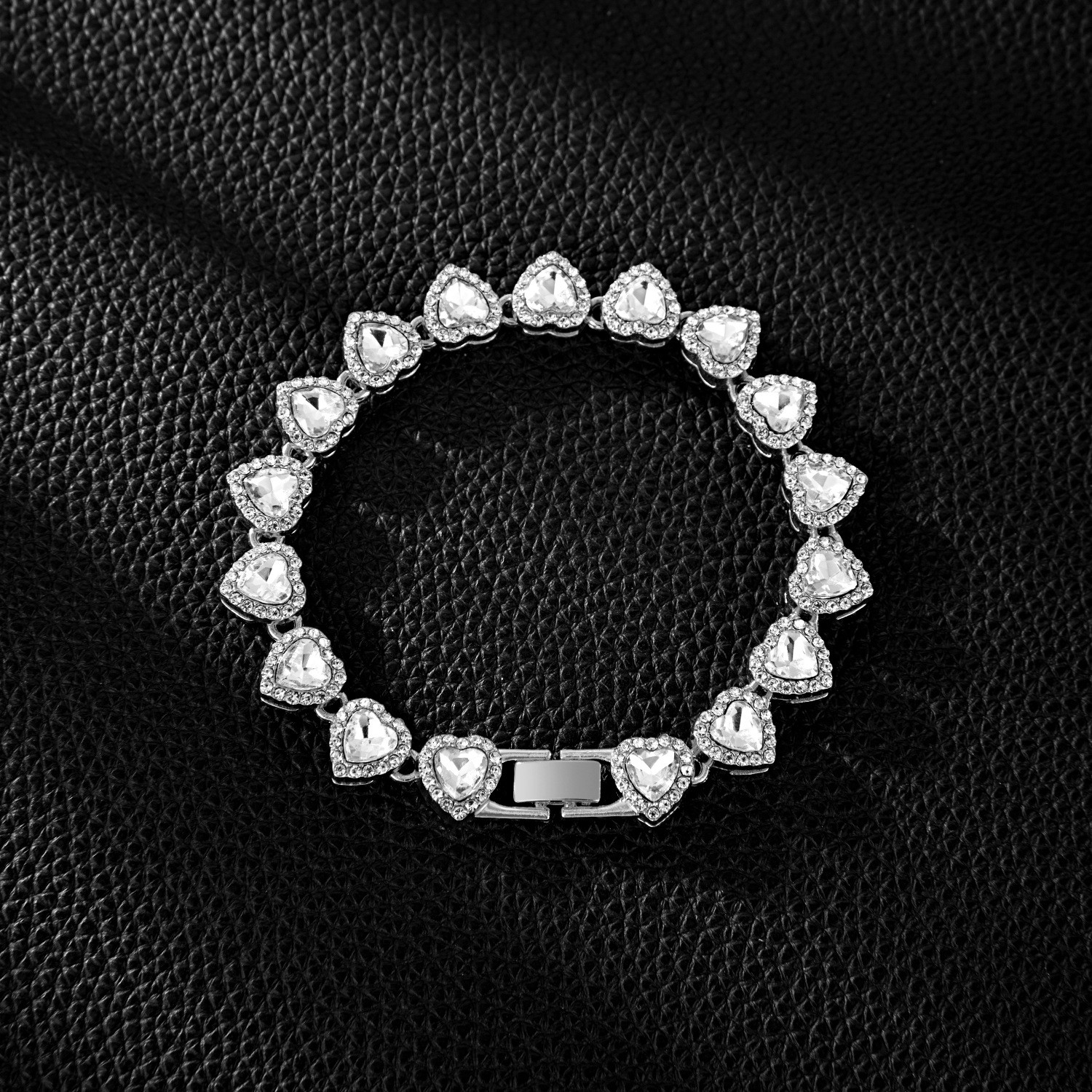 14K Gold Heart Jewelry Set Zirconia Heart Link Unisex Stack Necklace Bracelet