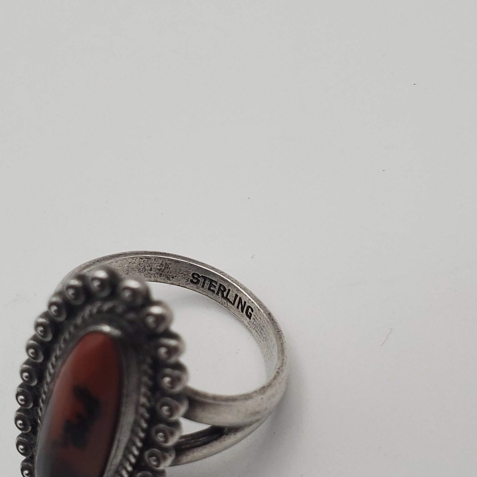 Southwestern Sterling Silver Red Jasper Cabochon Ring Size 5.5 Weighs 5.59g