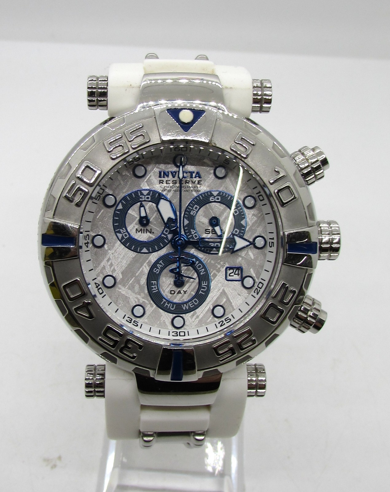INVICTA SUBAQUA NOMA 24294 METEORITE DIAL WHITE BAND QUARTZ 47MM WRIST WATCH