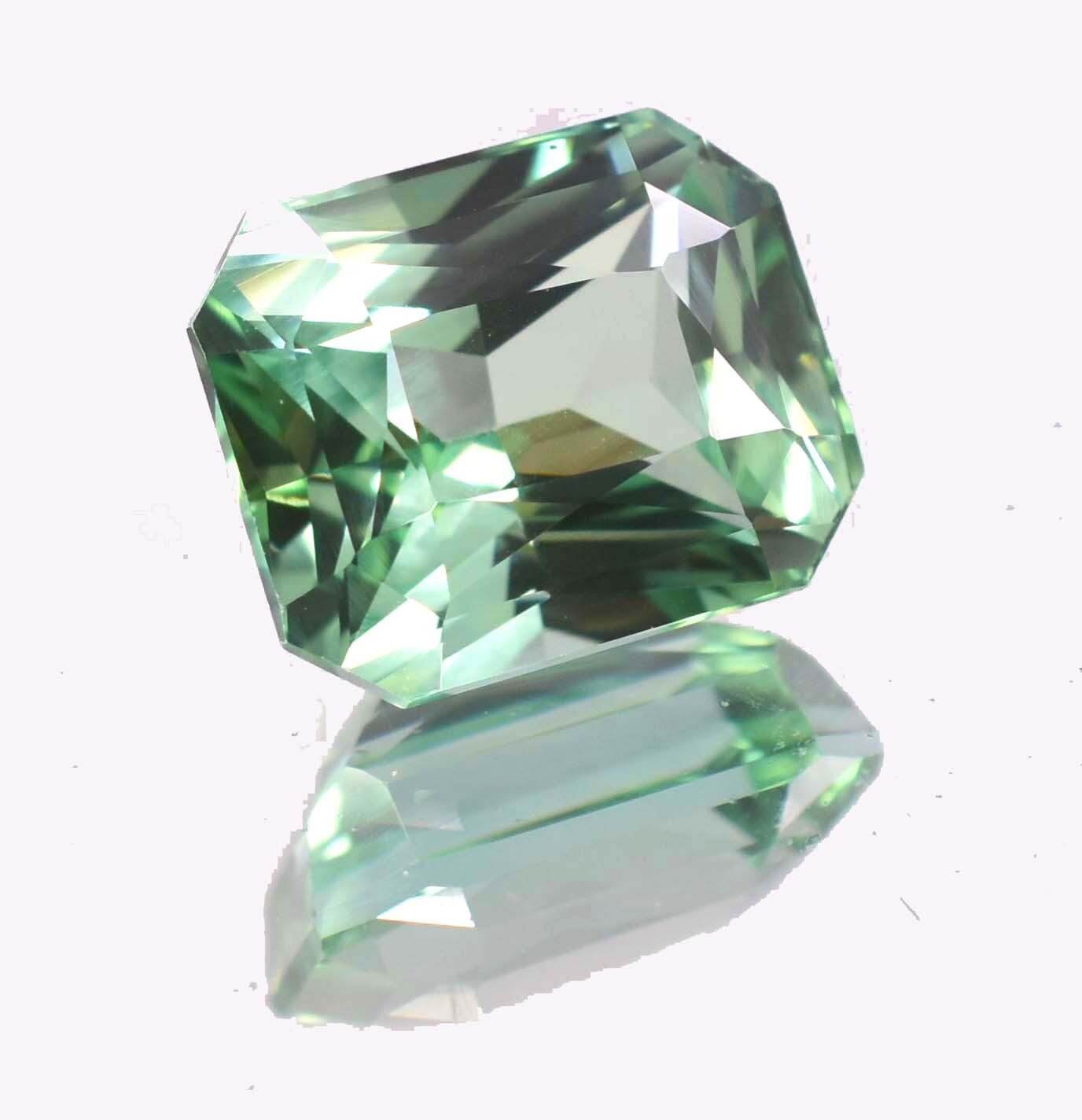 22.65 Ct Natural Indicolite Green Tourmaline Emerald Cut Unheated Loose Gemstone