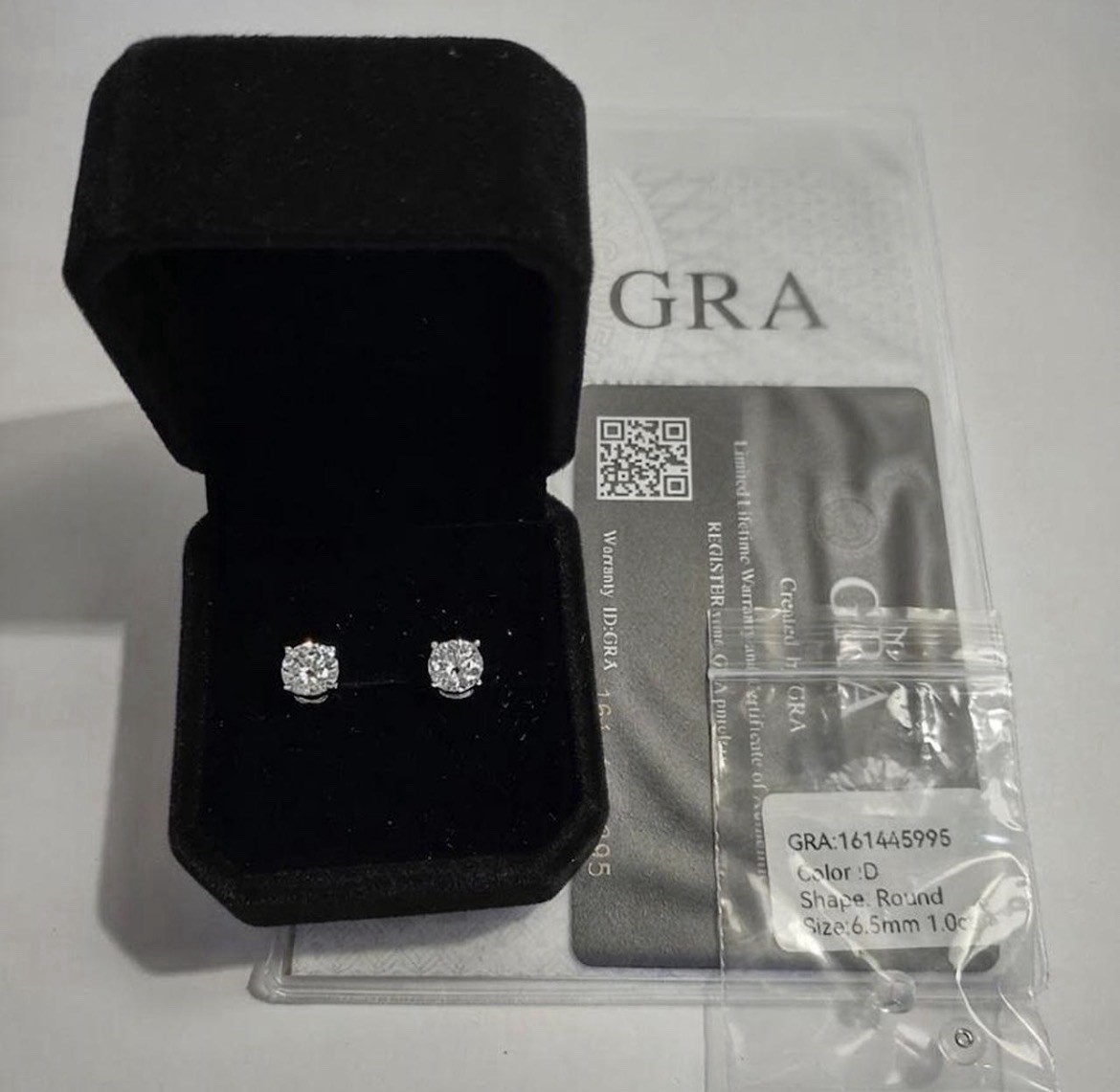 GRA Certified 2.0ctw Round Cut Diamond Stud Earrings in Silver, 6.5mm unisex