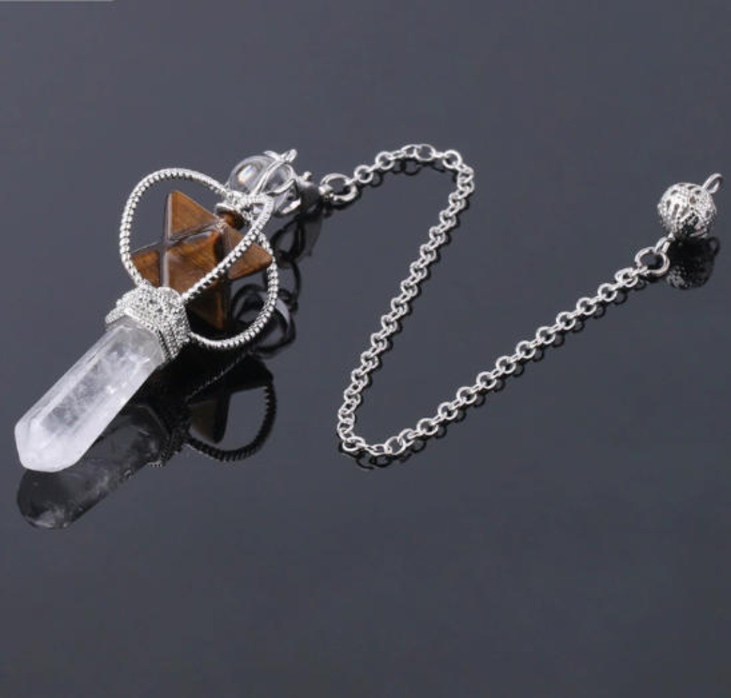 Natural Gemstones Merkaba Hexagram Rotating Healing Crystal Reiki Chakra Pendant