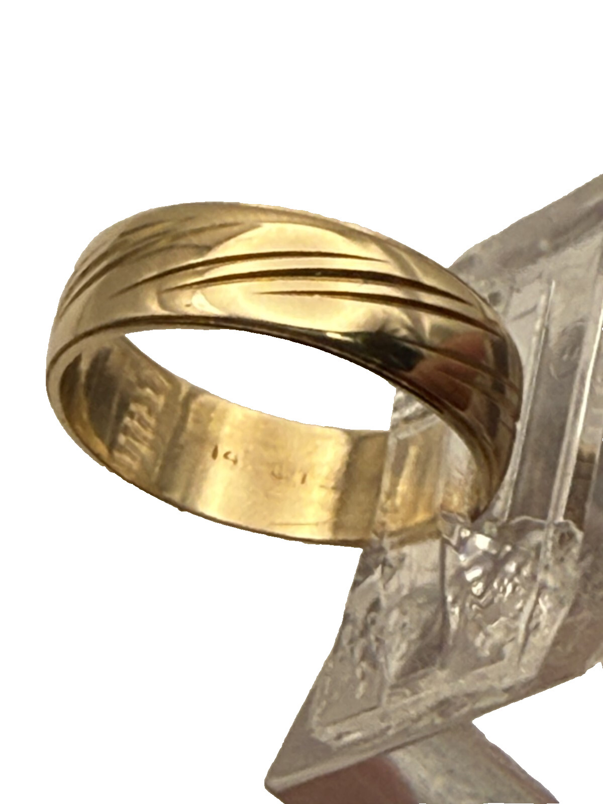estate 14 karat yellow gold 5.5mm fancy wedding band sz 6.5 $699 3.5 gram #171