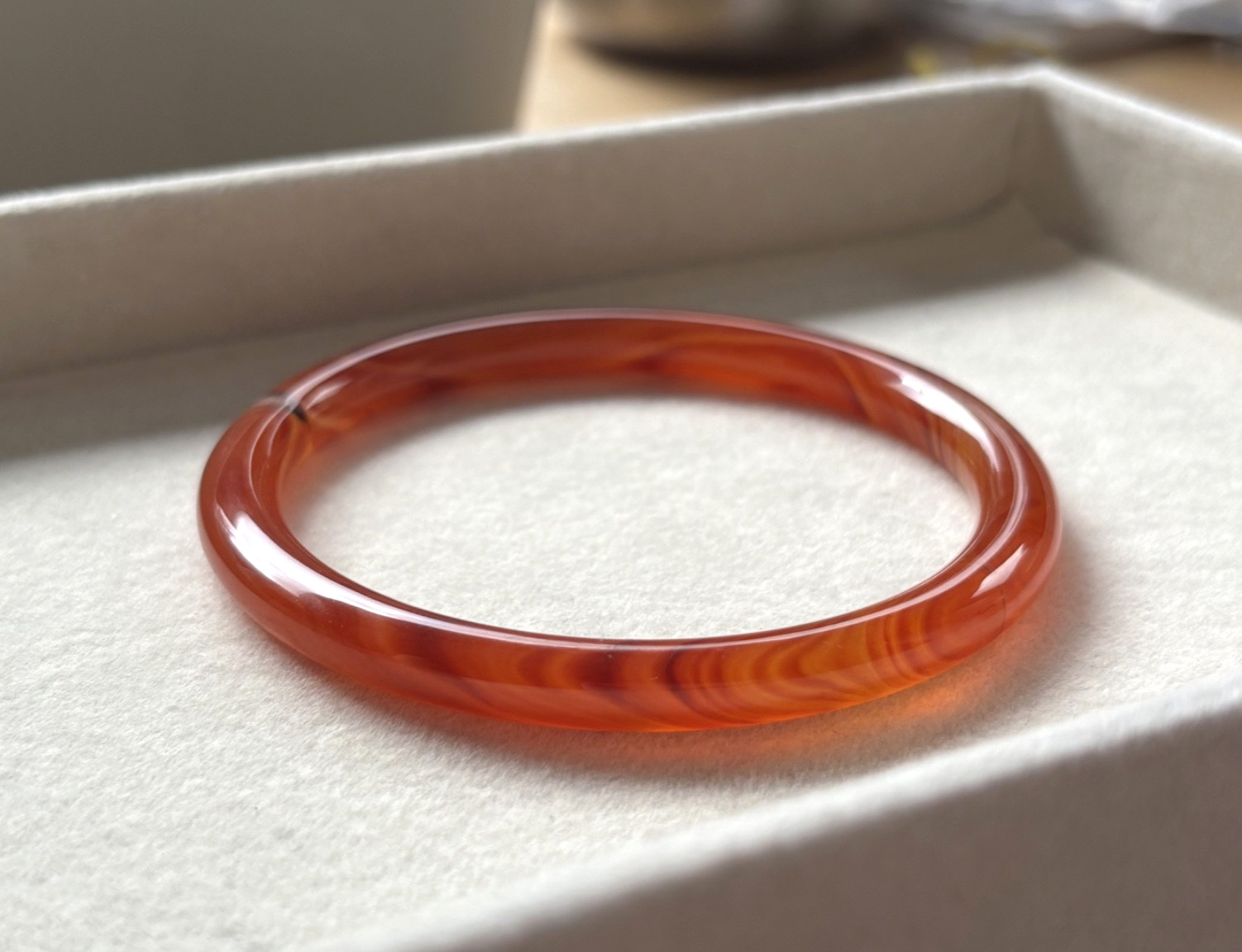 61mm Carnelian Agate Bangles Bracelets Orange Lace Agate Banding