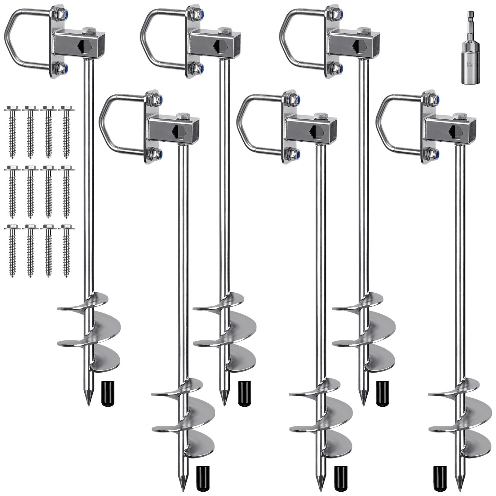 Insaga SH187-01C Ground Anchors 6 Pack for Trampoline Swing Set Carport