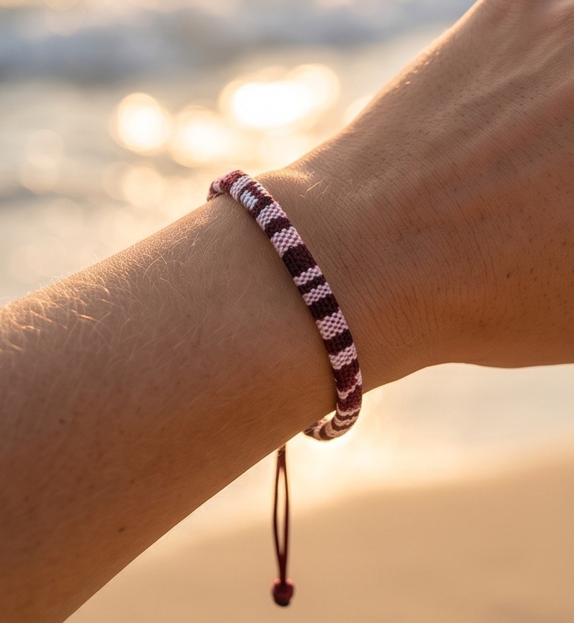 New Woven Cord Wrap Bracelet Adjustable Drawstring Burgundy Pink White Black