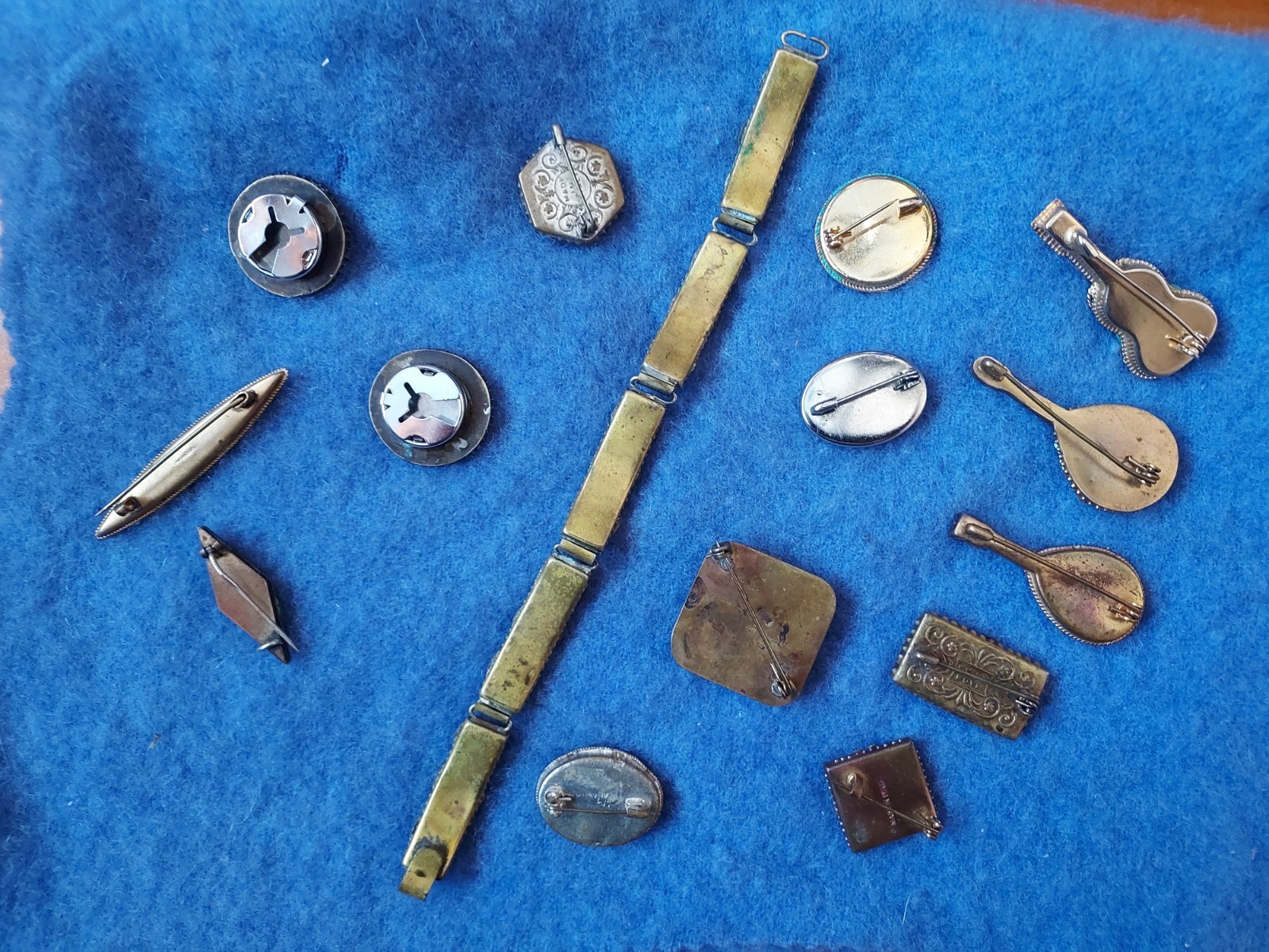 Vintage Italien Mosaic Pins Lot of 13 & 1 Bracelet