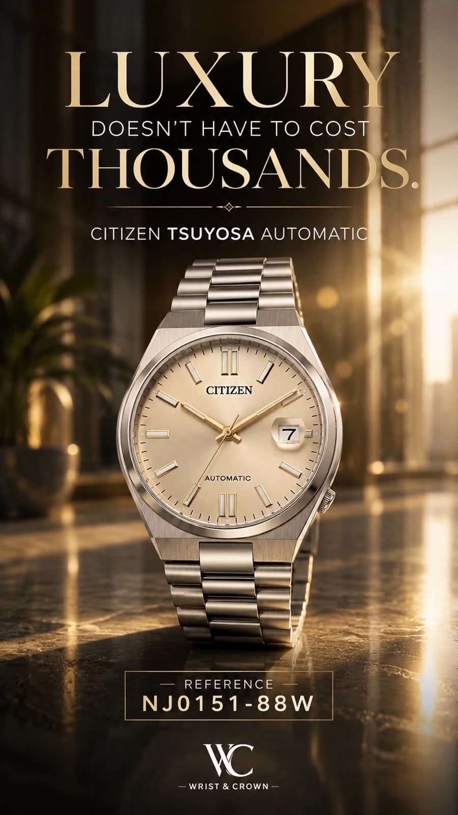 Citizen Tsuyosa NJ0151-88W Automatic 40mm Champagne Dial Sapphire Watch