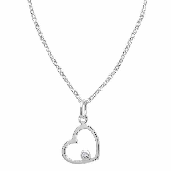Brand New With Tags Marsala 18” Sterling Silver CZ Accent Heart Pendant Necklace