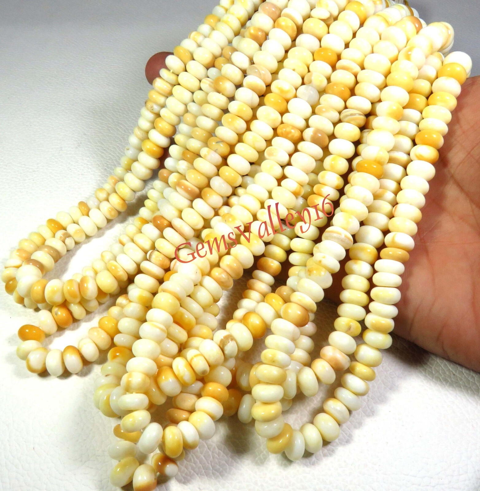 New Yellow Mustard Shaded Opal Smooth Gemstone Rondelle Briolette Beads 8-8.5mm