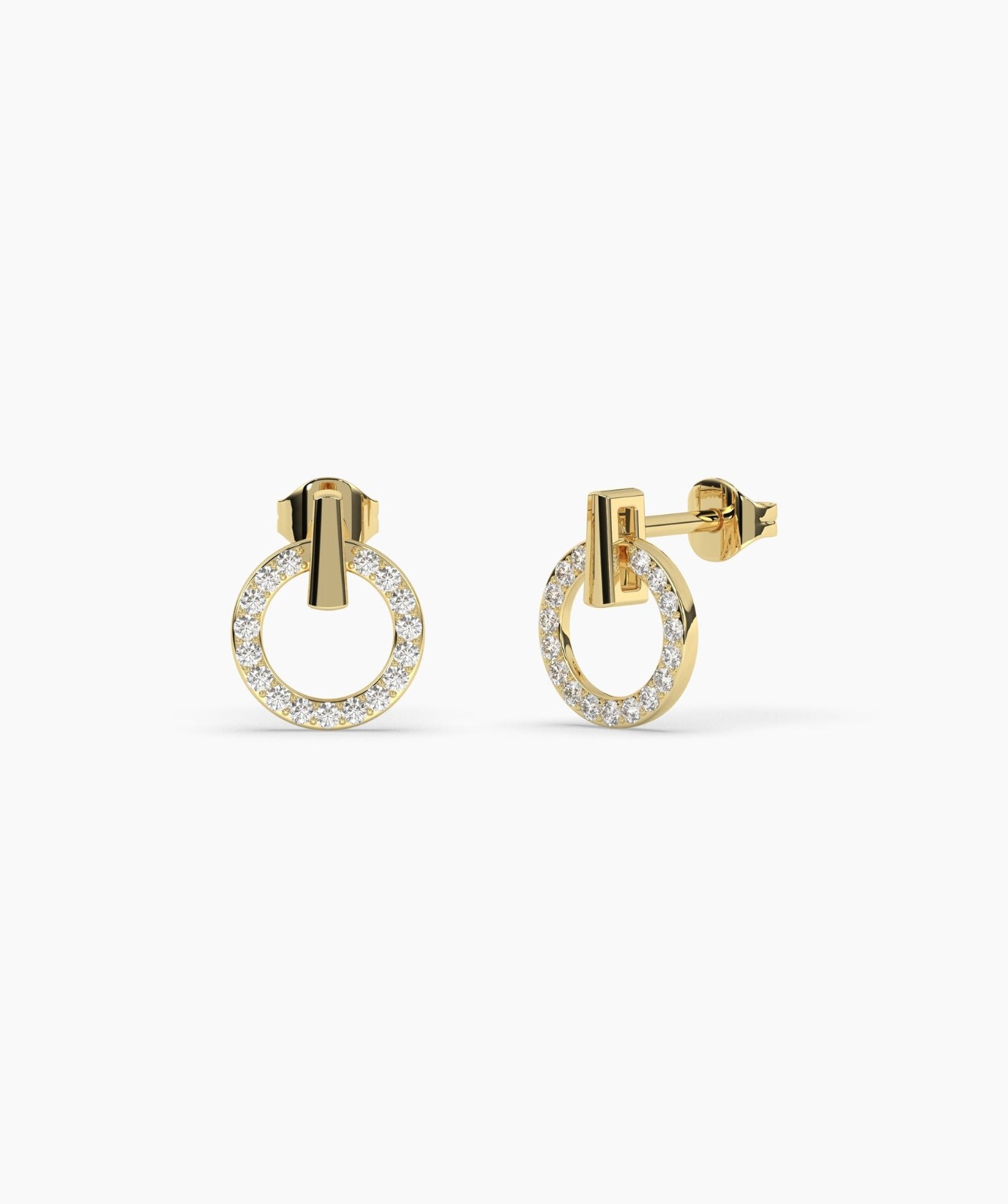 Round E-F/VVS Lab Grown Diamond 14K Gold Open Circle Door Knocker Stud Earrings