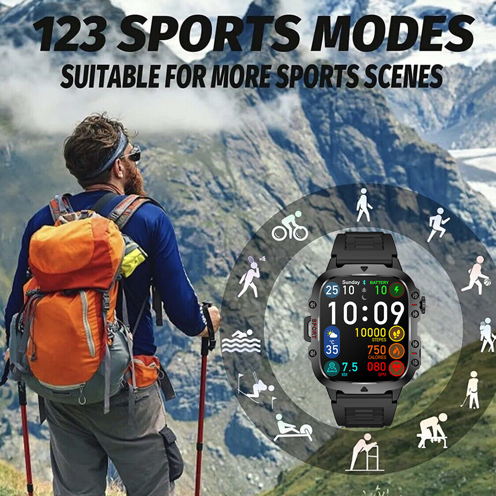 Military Smart Watch Rugged Tactical Fitness Tracker for Men Answer/Make Calls✅