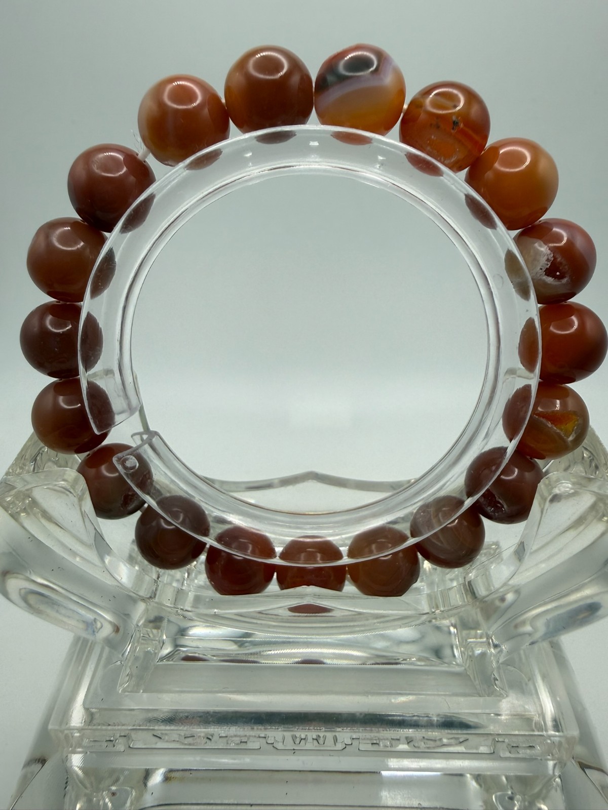 Natural Red Agate with Moss – 10mm – A12-1764