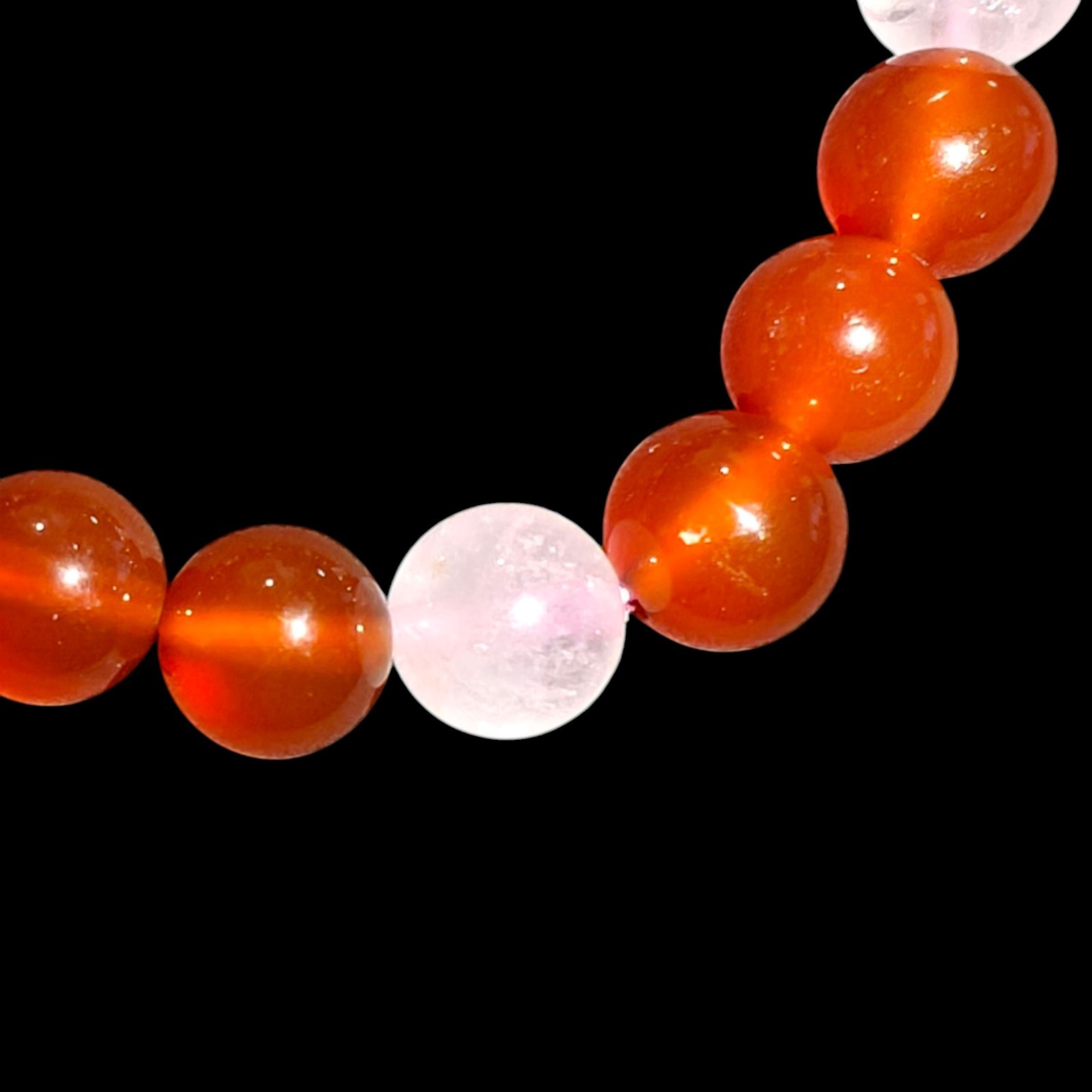 Rose Quartz & Carnelian Bracelet 2 Piece Set Natural Stones 8mm Stretches